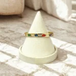Bracelet Jonc Arc-en-Ciel de Cristaux – Fini Doré & Pierres Fines Multicolores en Acier Inoxydable