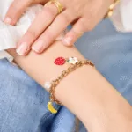 Bracelet Gourmette Tutti Frutti – Charms Fruits & Fleurs Colorés Doré en Acier Inoxydable (Ajustable)