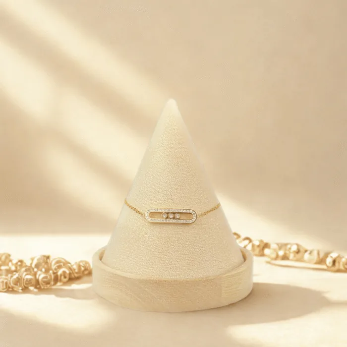 Bracelet doré à chaîne fine et barrette de cristaux, idée cadeau pour une collègue