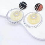 Boucles d’oreilles femme pendantes anneau argenté soleil – Image 2