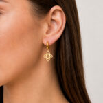 Boucles d’oreilles créoles pendantes dorées motif ajouré femme