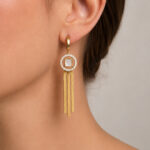 Boucles d’oreilles créoles dorées cercle à franges femme