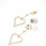 Boucles d’oreilles pendantes dorées cœur ajouré femme – Image 2