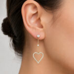 Boucles d’oreilles pendantes dorées cœur ajouré femme