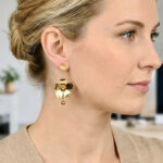 Boucles d’oreilles pendantes dorées fleur longues femme