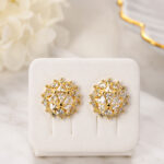 Boucles d’oreilles puces dorées rondes scintillantes – Image 2