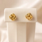 Boucles d’oreilles clous nœud doré torsadé chic femme – Image 2