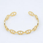 Bracelet jonc doré à maillons ovales ajourés femme – Image 2