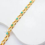 Bracelet chaîne doré à perles bleu turquoise femme