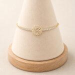 Bracelet doré femme ajustable motif rond brillant – Image 2