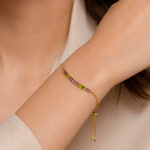 Bracelet doré femme ajustable détails multicolores