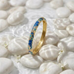 Bracelet jonc doré femme motifs bleus et turquoise – Image 2