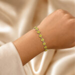 Bracelet argenté femme fleurs jaunes scintillantes