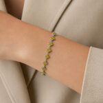 Bracelet argenté femme fleurs jaunes scintillantes – Image 2