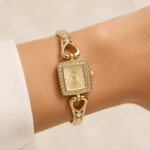 Coffret parure dorée montre carrée et bijoux femme – Image 5