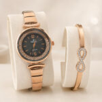 Coffret montre rose doré et bracelet infini femme chic – Image 3