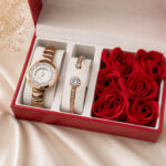 Coffret montre quartz doré rose bracelet brillant femme – Image 5