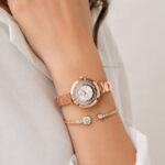 Coffret montre quartz doré rose bracelet brillant femme – Image 2