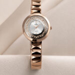 Coffret montre quartz doré rose bracelet brillant femme – Image 3