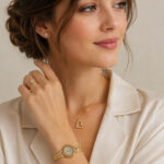 Coffret bijoux doré avec montre et collier cœur femme – Image 2