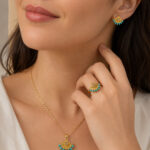 Coffret bijoux doré avec montre et parure turquoise femme – Image 4