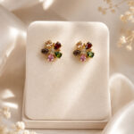 Parure dorée femme pendentif fleur multicolore chic – Image 5