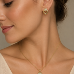 Parure dorée femme pendentif double cœur doré chic