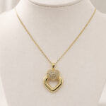 Parure dorée femme pendentif double cœur doré chic – Image 4