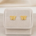 Parure dorée femme cœur papillon élégant scintillant – Image 3