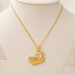 Parure dorée femme pendentif escargot rose lumineux – Image 3