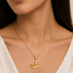 Parure dorée femme pendentif escargot rose lumineux – Image 2