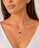 Parure dorée femme collier cœur et boucles ajourées