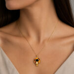 Parure collier boucles dorée cercle effet écaille femme – Image 5