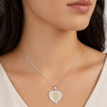 Parure collier cœur argenté doré boucles chic femme – Image 3