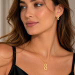 Parure collier boucles dorées motif infini brillant femme
