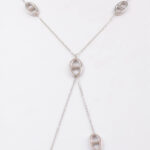 Collier sautoir argenté chic à pendentifs ovales femme – Image 2