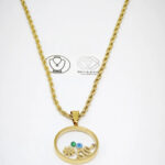 Collier doré acier inoxydable pendentif rond femme – Image 2