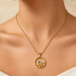 Collier doré acier inoxydable pendentif rond femme