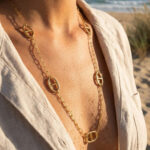 Collier sautoir doré chic à grands maillons ovales femme