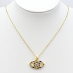 Collier doré femme à pendentif œil multicolore chic – Image 2