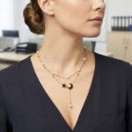 Collier doré femme double rang lune étoile perles blanches
