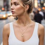 Collier doré femme multirangs étoile scintillante chic