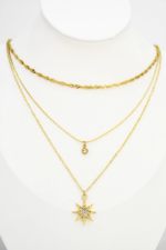 Collier doré femme multirangs étoile scintillante chic – Image 2