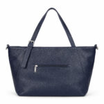 Sac cabas femme bleu marine et beige effet tressé chic – Image 3