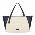 Sac cabas femme bleu marine et beige effet tressé chic – Image 4