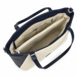 Sac cabas femme bleu marine et beige effet tressé chic – Image 6