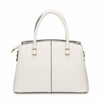 Sac à main blanc effet grainé avec bijou doré femme – Image 3