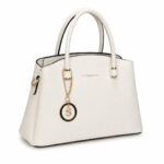 Sac à main blanc effet grainé avec bijou doré femme – Image 5