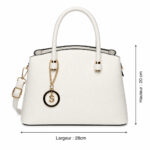 Sac à main blanc effet grainé avec bijou doré femme – Image 6