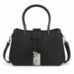 Sac à main noir avec détail argenté effet serpent femme – Image 2